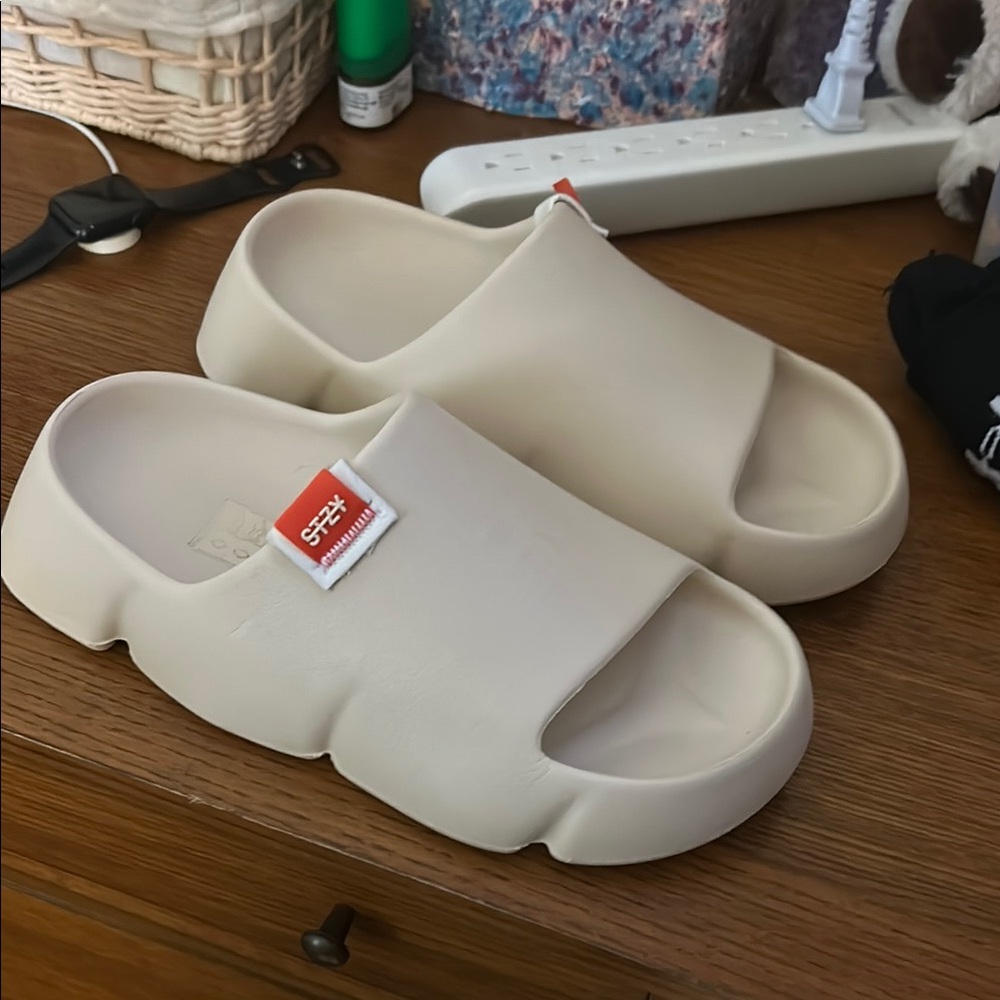 Cream Slide Sandals